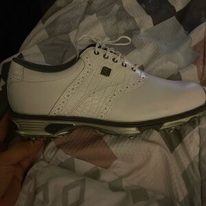 FootJoy Men's DryJoys Tour Golf Shoes - White Croc Sz 8 Style 53673 NEW